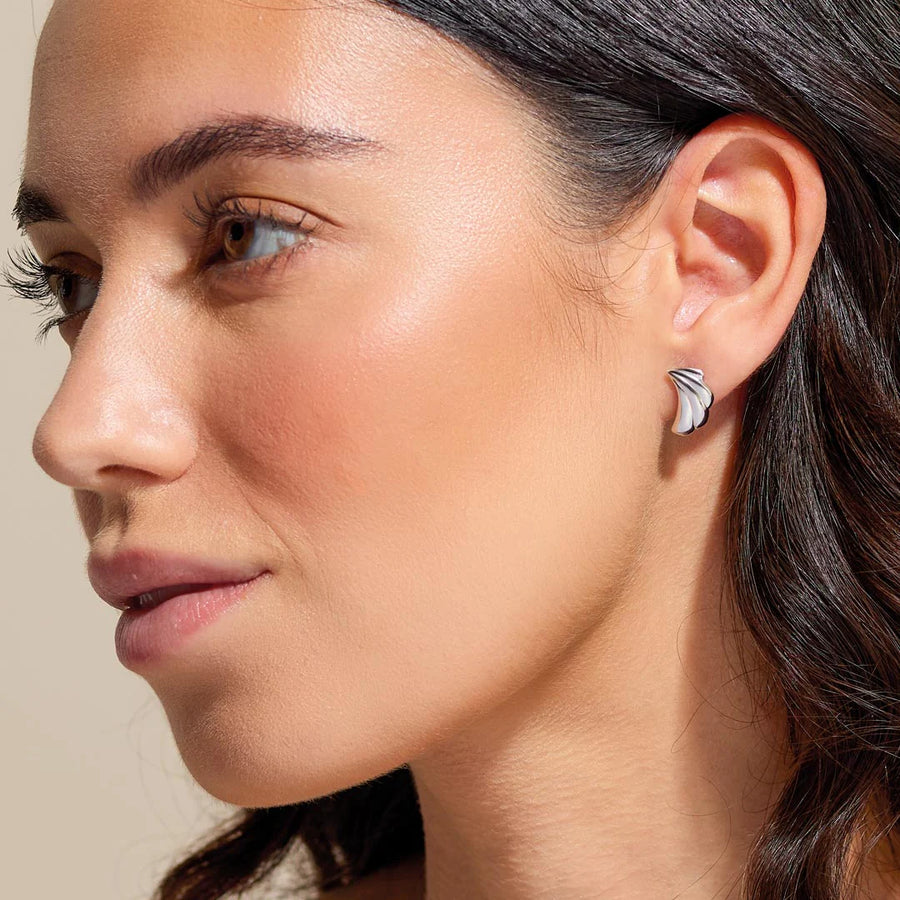 Kit Heath Sterling Silver Large Shell Oceane Stud Earrings