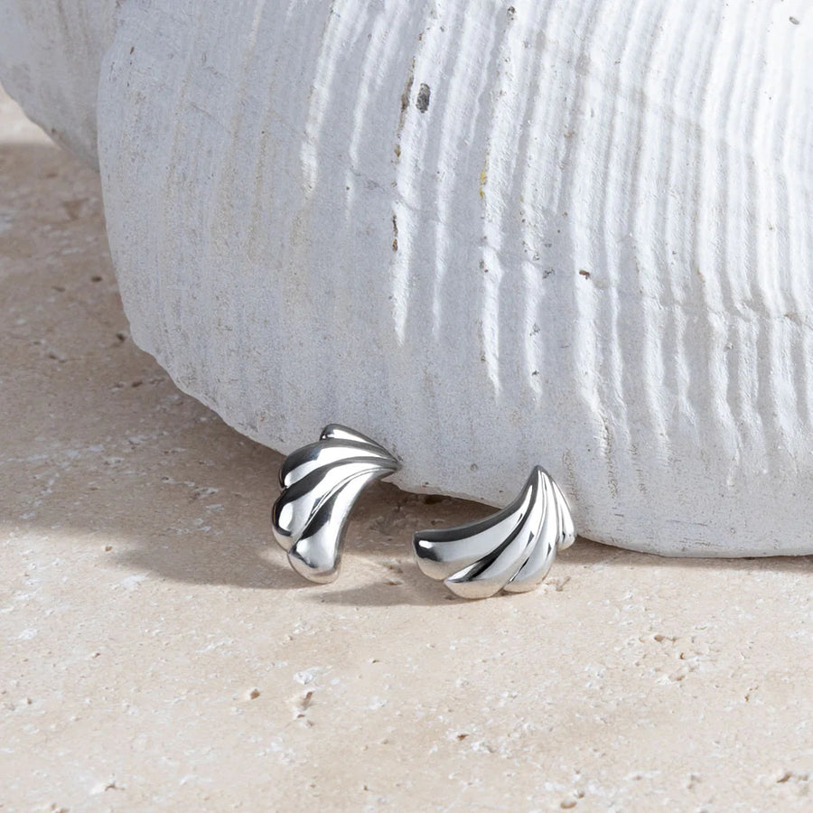 Kit Heath Sterling Silver Large Shell Oceane Stud Earrings