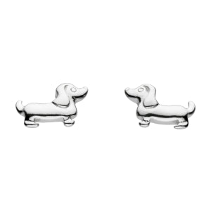 Sterling Silver Sausage Dog Stud Earrings