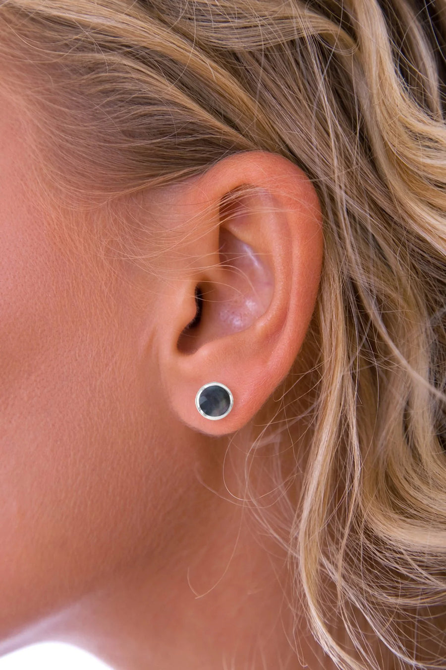 Nina Breddal Sterling Silver Grey MOP Stud Earrings