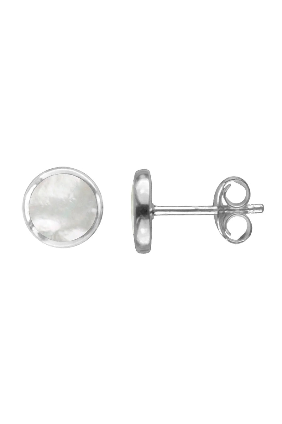 Nina Breddal Sterling Silver Round Mother of Pearl 8mm Stud Earrings