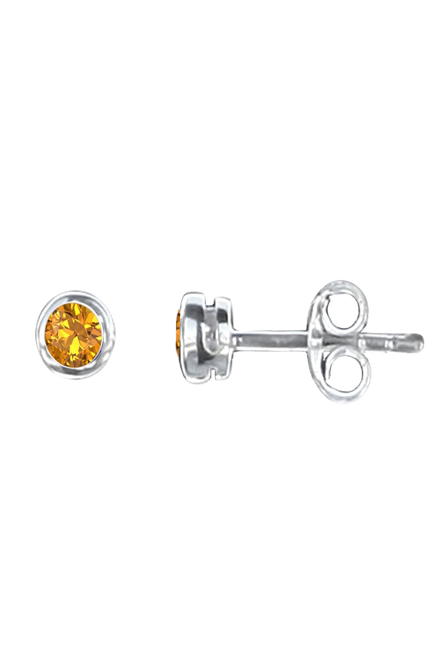 Nina Breddal Sterling Silver 4mm Round Citrine Stud Earrings