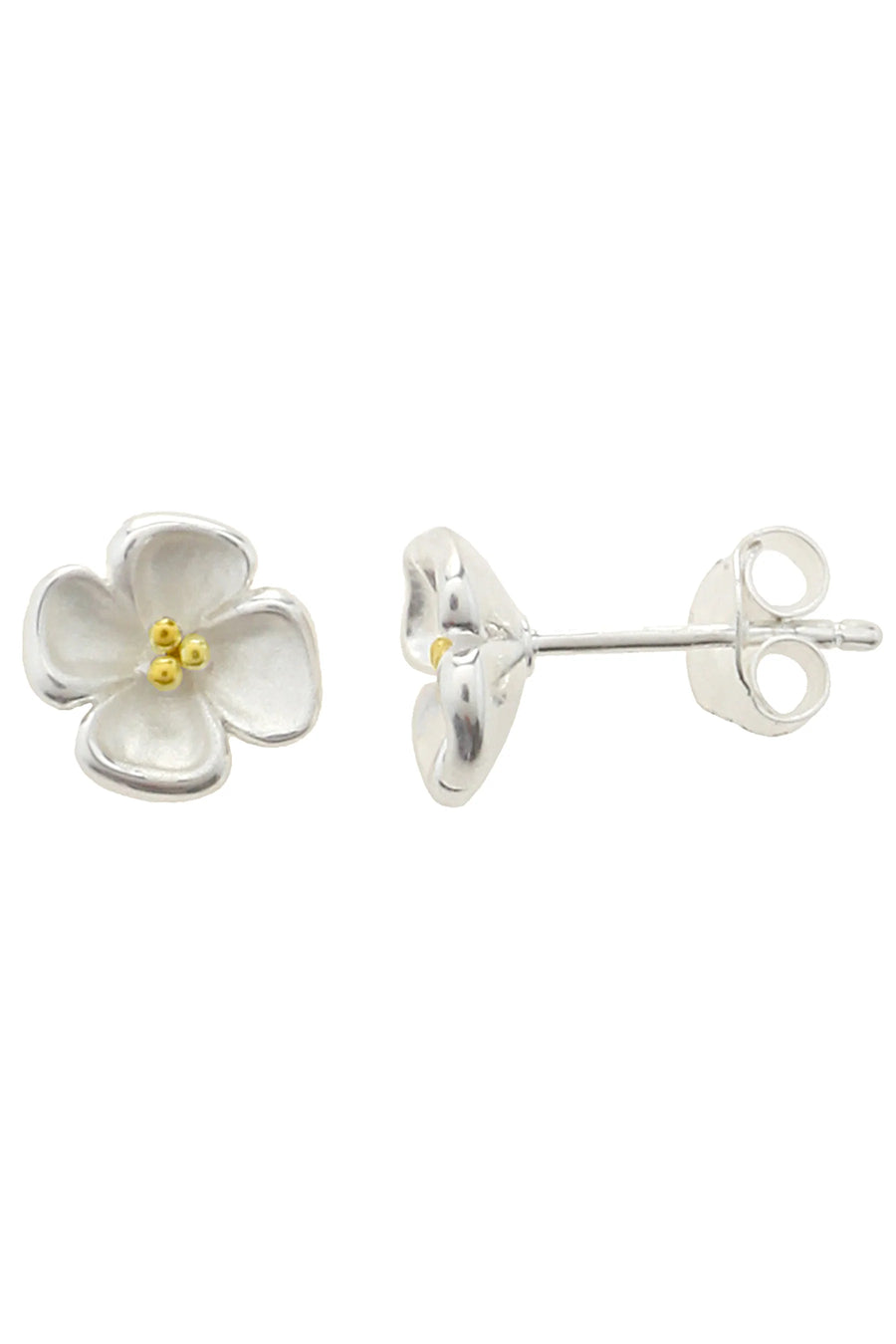 Nina Breddal Sterling Silver Four Petal Flower Stud Earrings
