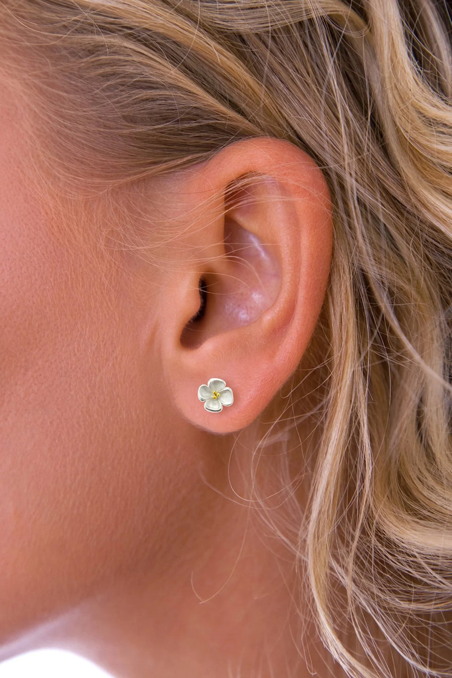 Nina Breddal Sterling Silver Four Petal Flower Stud Earrings