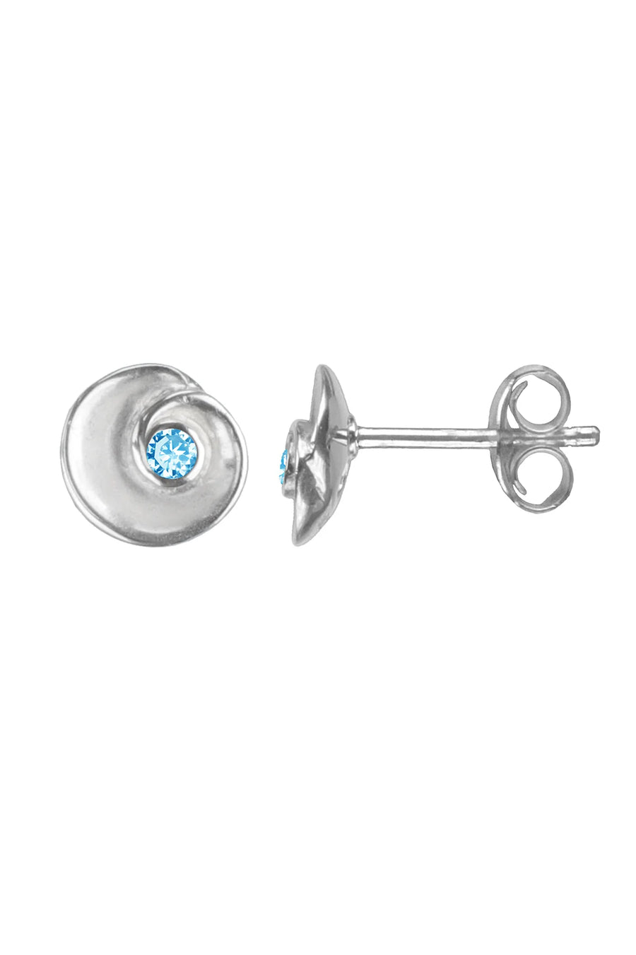 Nina Breddal Sterling Silver Round Blue Topaz Swirl Stud Earrings