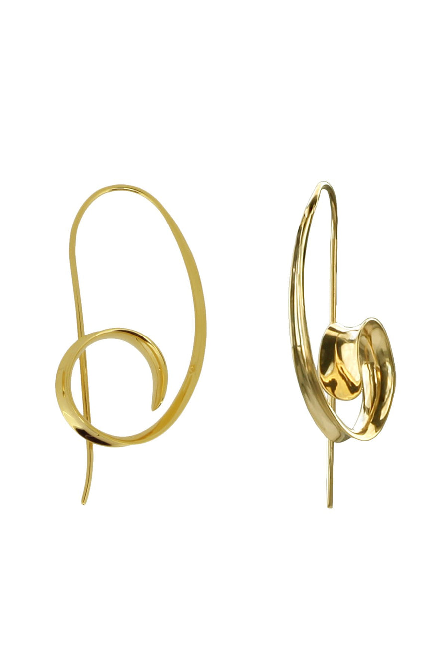 Gold Plated Statement Long Curl Earrings