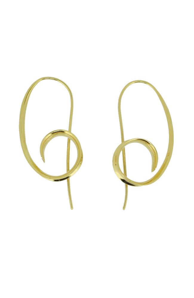 Gold Plated Statement Long Curl Earrings