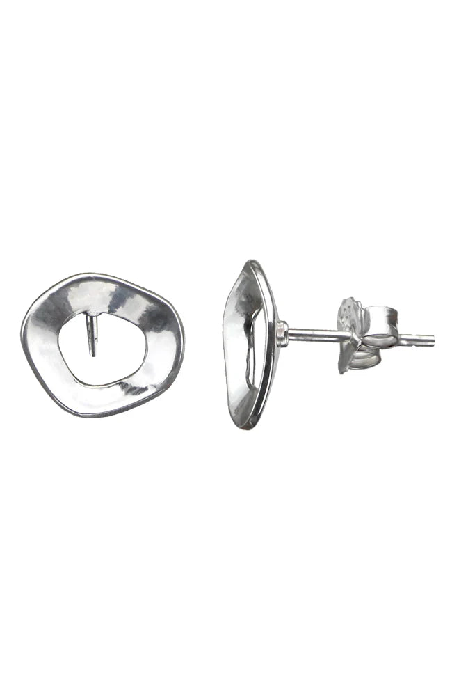 Nina Breddal Sterling Silver Open Distorted Loop Stud Earrings