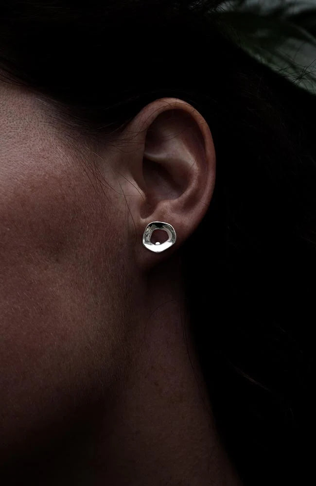 Nina Breddal Sterling Silver Open Distorted Loop Stud Earrings