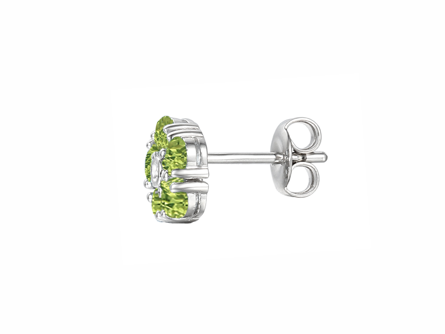 Amore Argento Sterling Silver Peridot Flower Stud Earrings