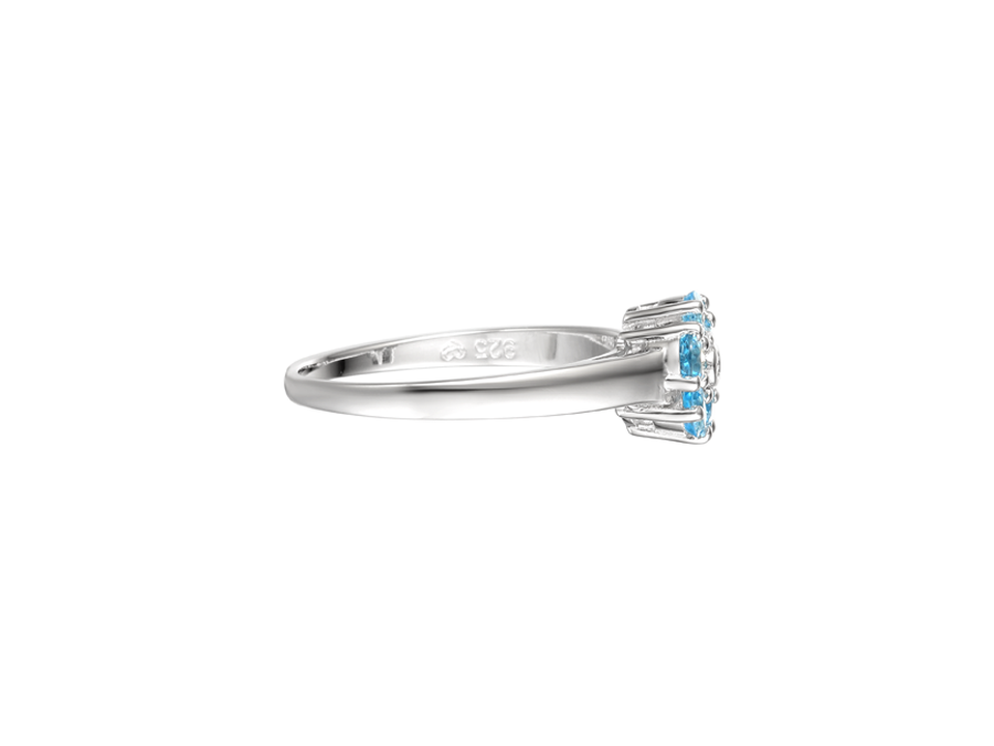 Amore Argento Sterling Silver Blue Topaz Daisy Cluster Ring