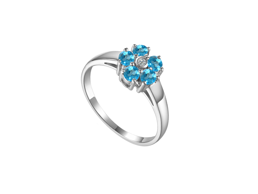 Amore Argento Sterling Silver Blue Topaz Daisy Cluster Ring