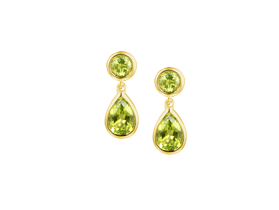 9ct Yellow Gold Peridot Mixed Cut Drop Earrings