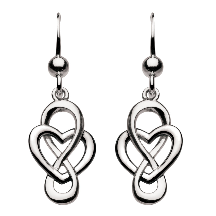 Sterling Silver Celtic Looped Heart Drop Earrings