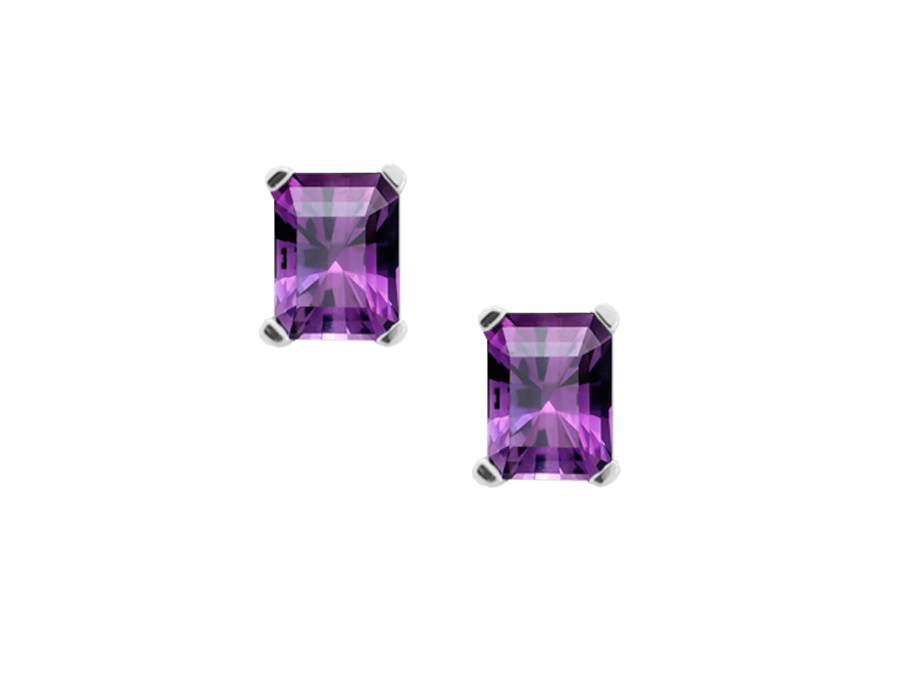 Amore Argento Sterling Silver Amethyst Octagon Earrings