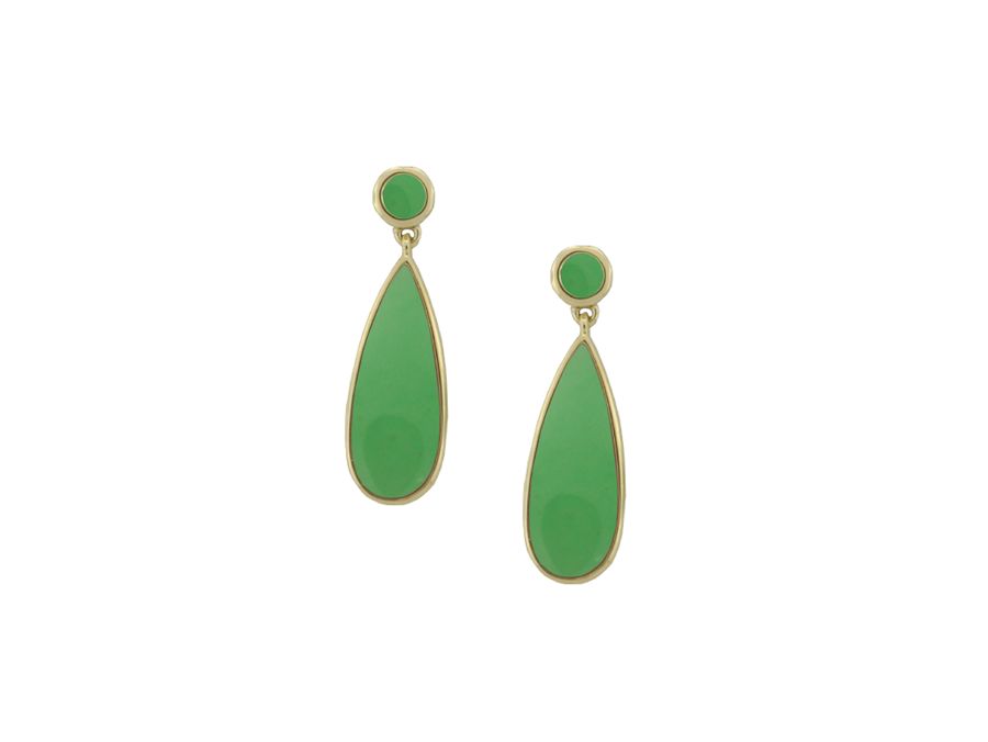 9ct Yellow Gold Jade Drop Earrings