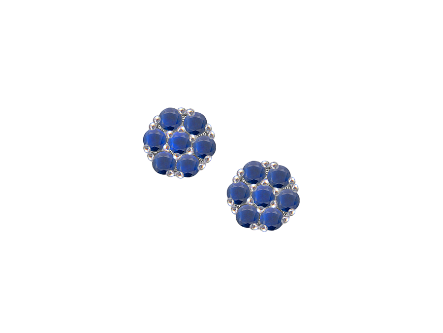 9ct White Gold Sapphire Flower Cluster Stud Earrings