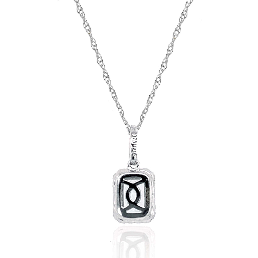 9ct White Gold Aquamarine and Diamond Pendant and Chain