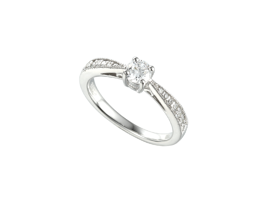 Amore Argento Sterling Silver Solitaire CZ Set Ring
