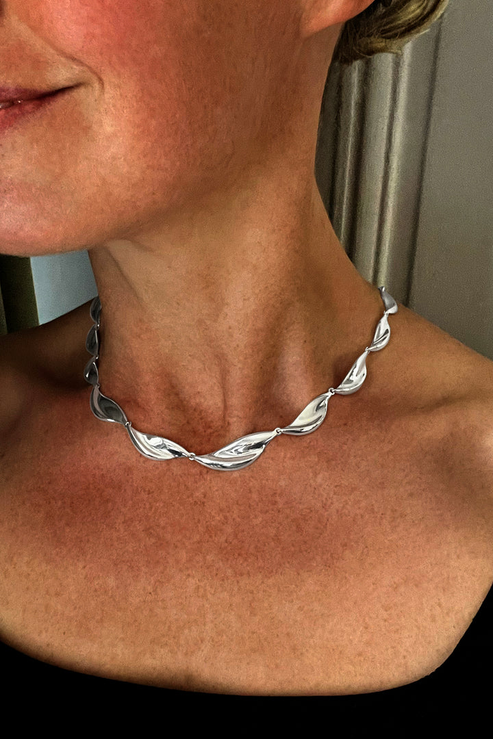 Nina Breddal Sterling Silver Polished Twist Link Necklace