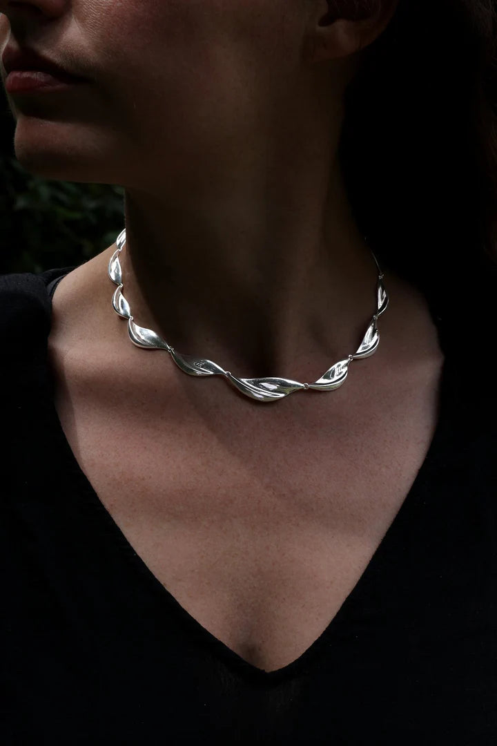 Nina Breddal Sterling Silver Polished Twist Link Necklace