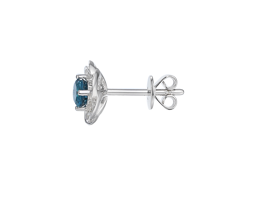 Amore Argento Silver London Blue Topaz & CZ Cluster Stud Earrings