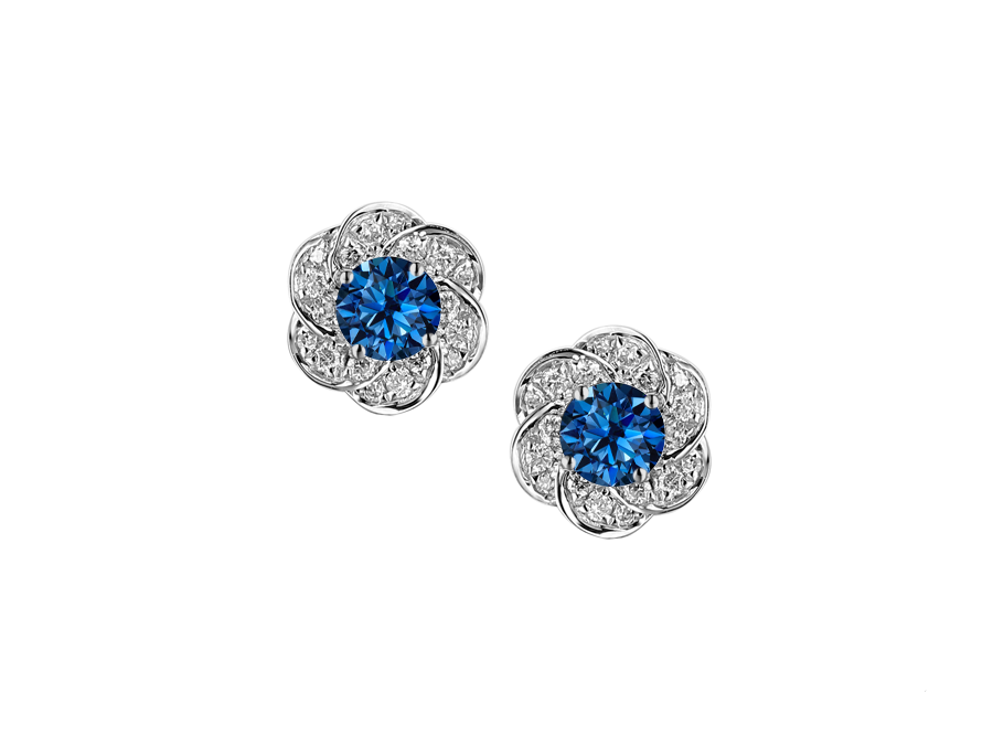 Amore Argento Silver London Blue Topaz & CZ Cluster Stud Earrings