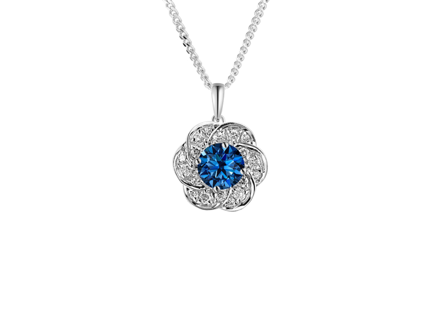 Amore Argento Sterling Silver London Blue Topaz & CZ Cluster Necklace