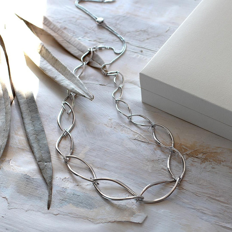 Kit Heath Sterling Silver Entwine Open Link Statement Toggle Necklace