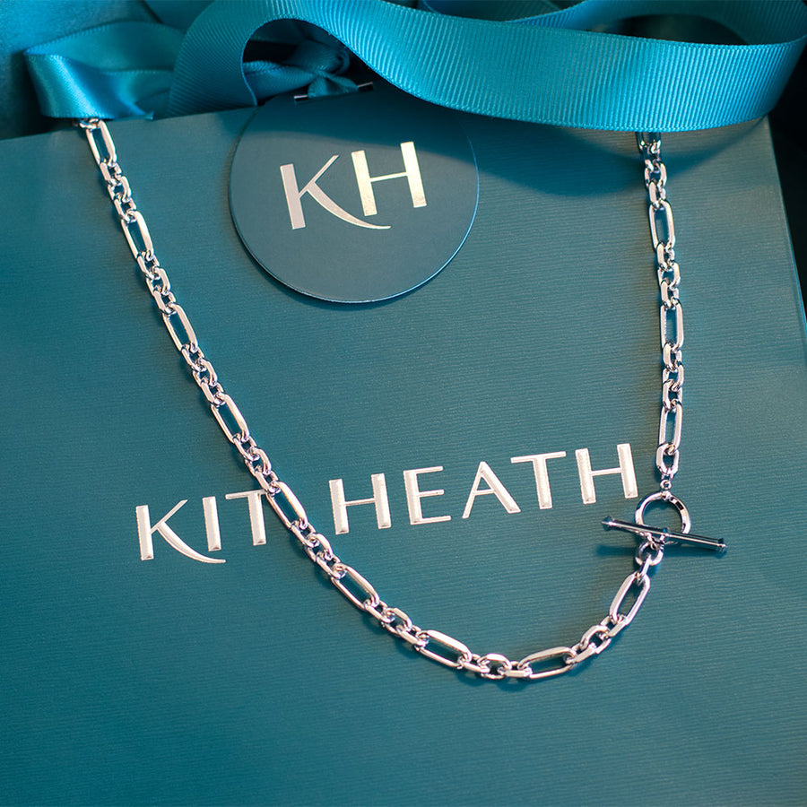 Kit Heath Sterling Silver Chunky Figaro Link & T Bar Necklace