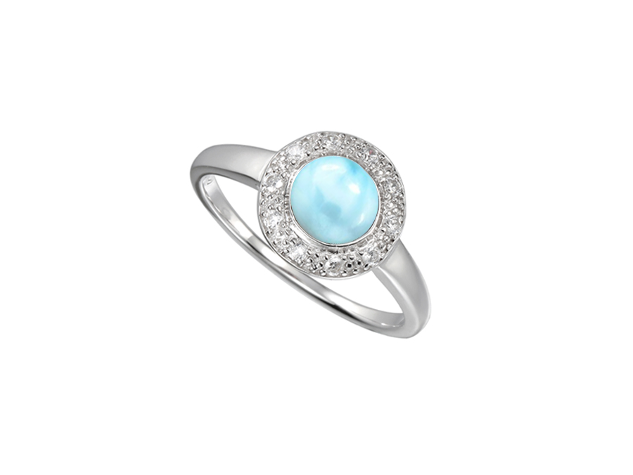 Amore Argento Sterling Silver Larimar & CZ Cluster Ring