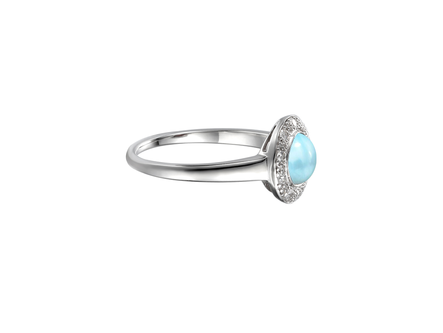 Amore Argento Sterling Silver Larimar & CZ Cluster Ring