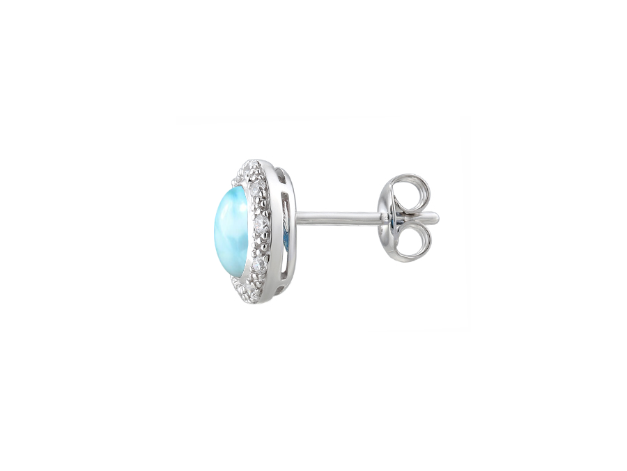 Amore Argento Sterling Silver Larimar Halo Earrings