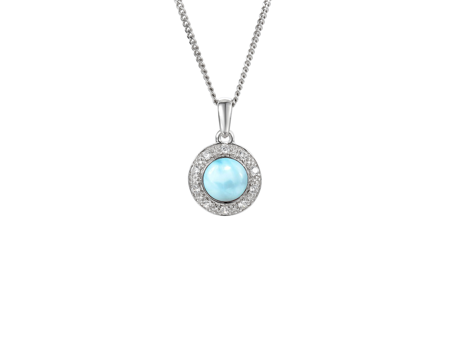 Amore Argento Sterling Silver Larimar Cluster Necklace