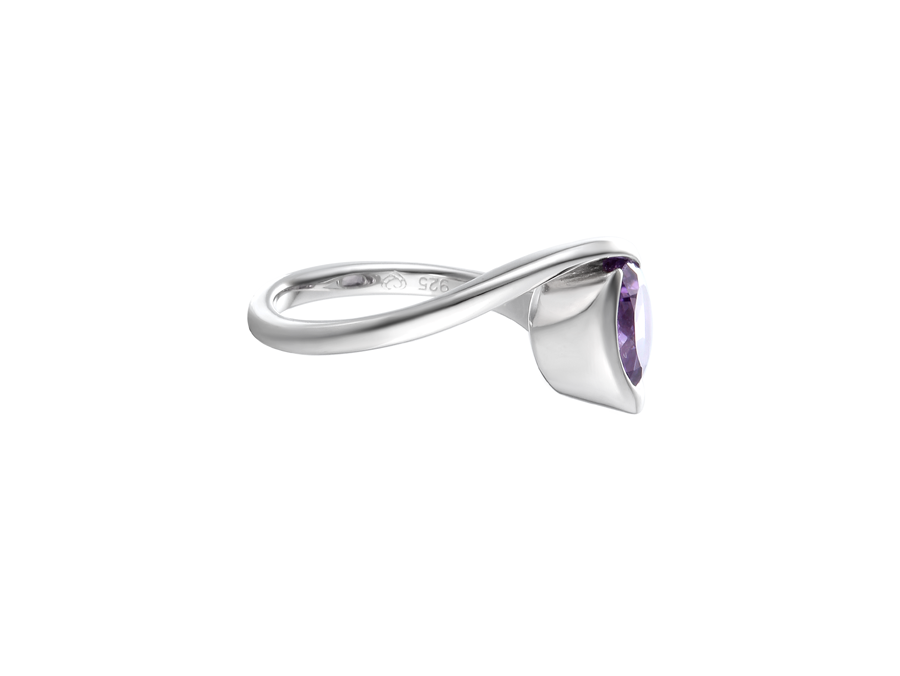 Amore Argento Sterling Silver Amethyst Open Twist Dress Ring
