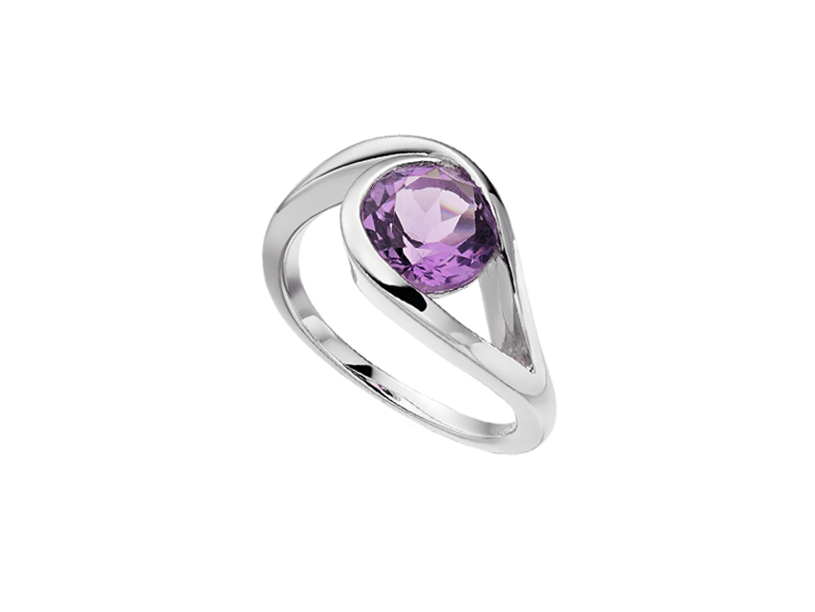 Amore Argento Sterling Silver Amethyst Open Twist Dress Ring