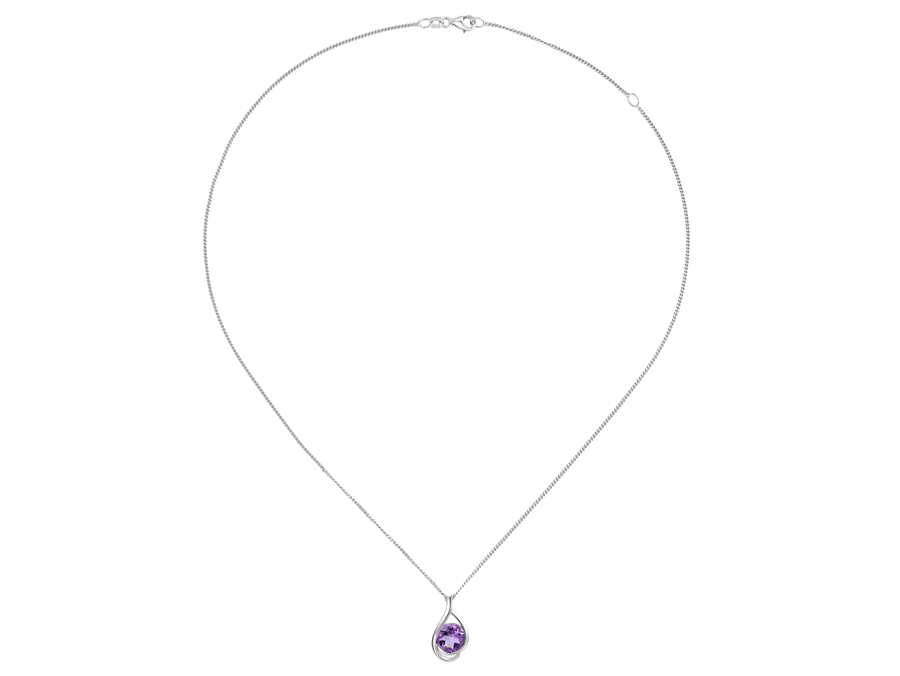 Amore Argento Silver Amethyst Twisted Teardrop Pendant & Chain
