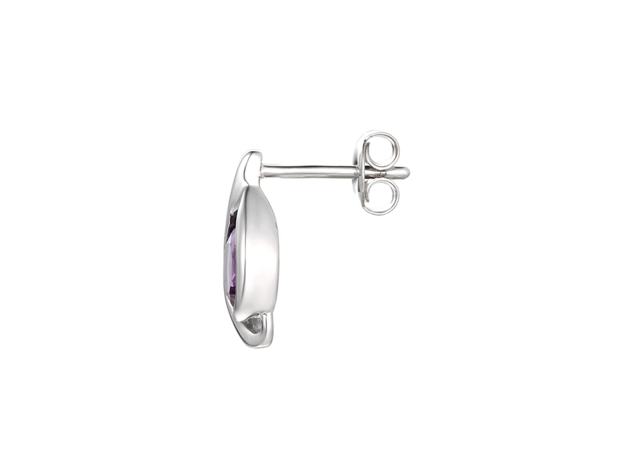 Amore Argento Silver Amethyst Twisted Teardrop Stud Earrings