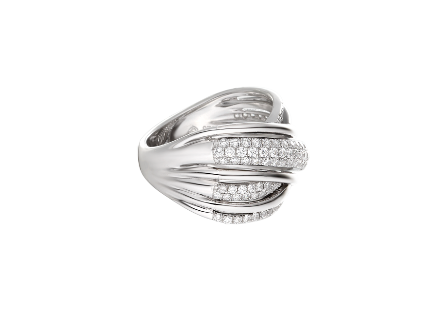 Amore Argento Sterling Silver CZ Multi-Crossover Fancy Ring