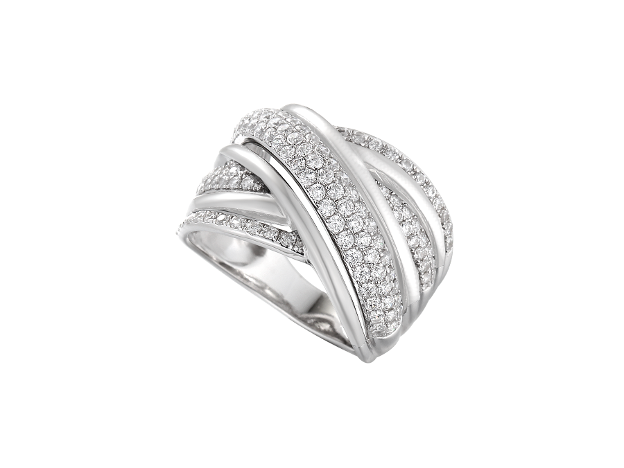 Amore Argento Sterling Silver CZ Multi-Crossover Fancy Ring