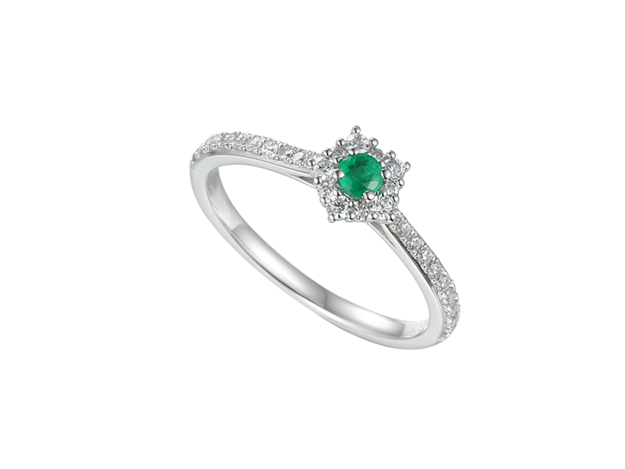 Amore Argento Sterling Silver Emerald & CZ Cluster Ring