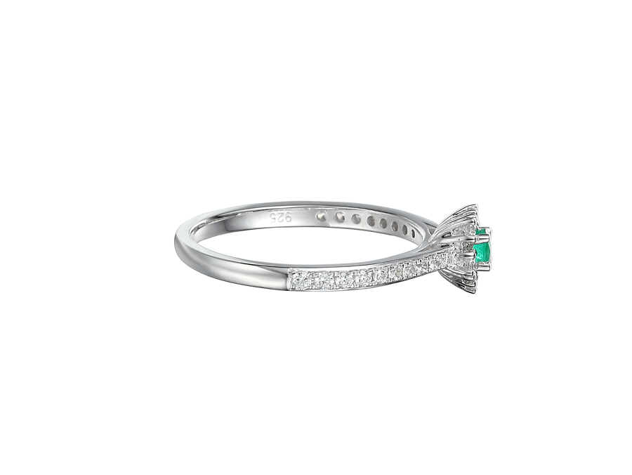 Amore Argento Sterling Silver Emerald & CZ Cluster Ring