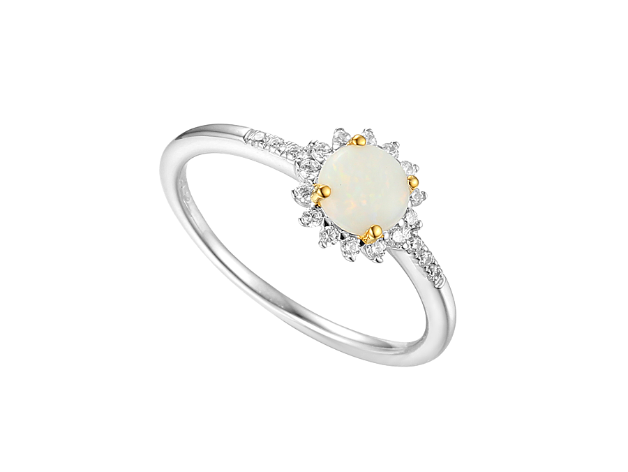 Amore Argento Sterling Silver Opal & CZ Cluster Ring