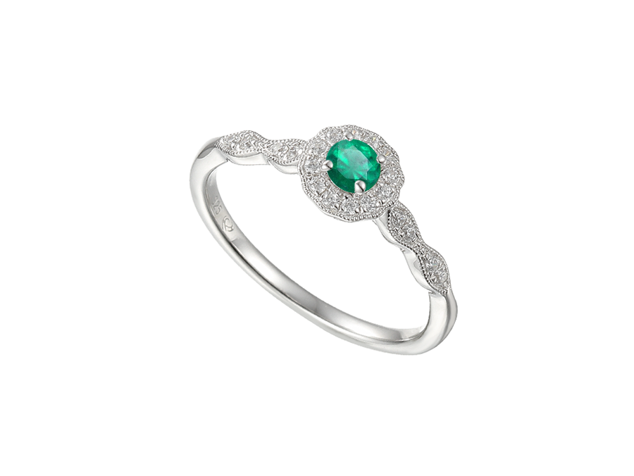 Amore Argento Sterling Silver Emerald & CZ Cluster Ring
