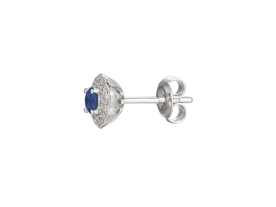 Amore Argento Sterling Silver Sapphire & CZ Stud Earrings