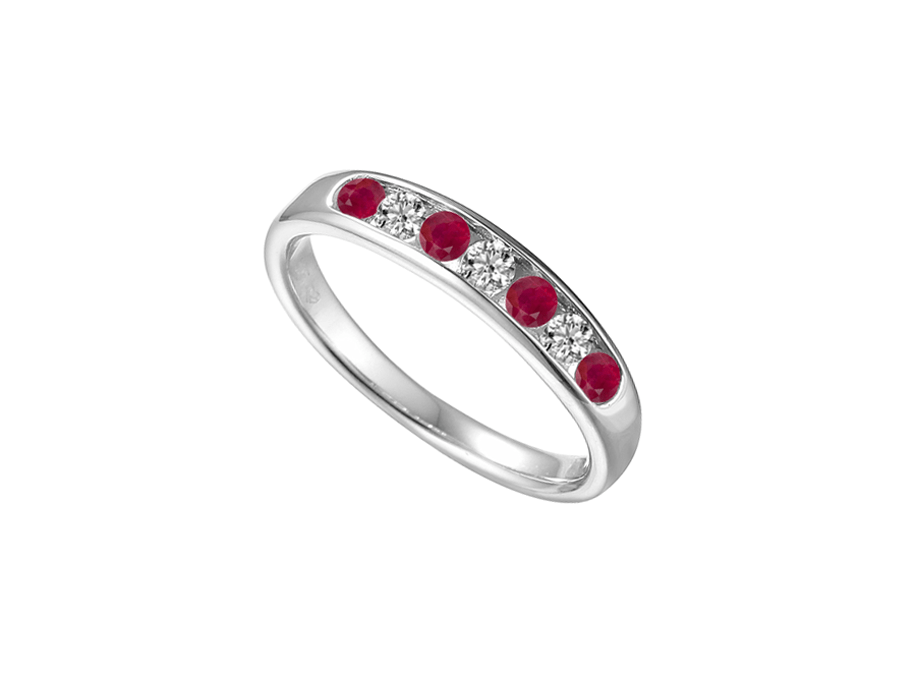 Sterling Silver Ruby & CZ Half Eternity Ring