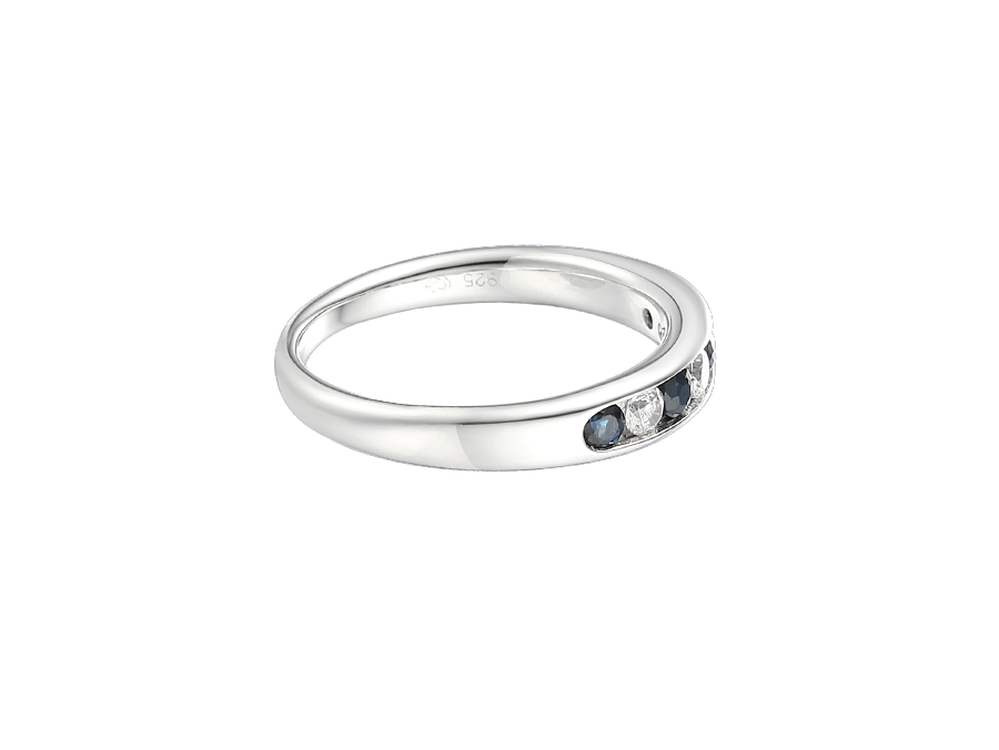 Sterling Silver Sapphire & CZ Half Eternity Ring