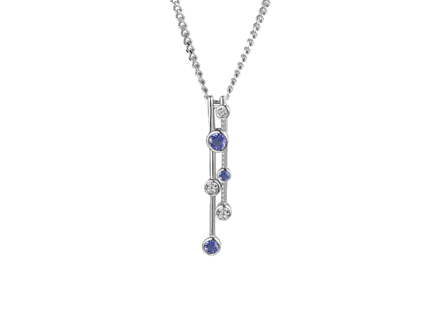 Amore Argento Sterling Silver CZ & Tanzanite Bubble Pendant & Chain