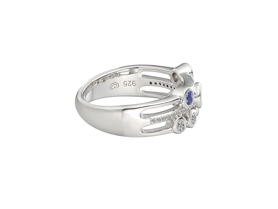 Amore Argento Sterling Silver CZ & Tanzanite Bubble Style Ring