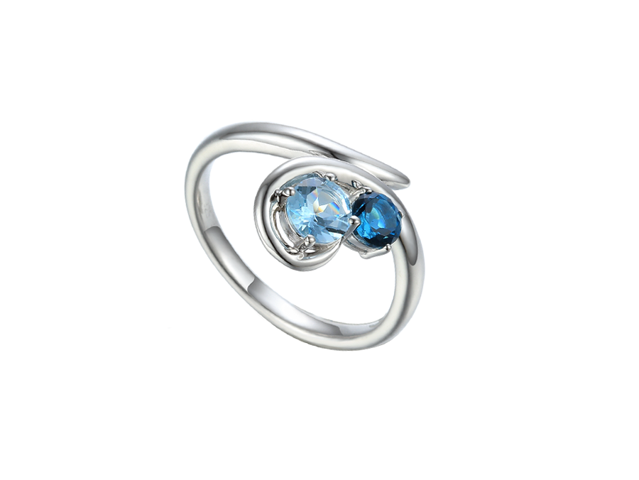 Amore Argento Sterling Silver Blue Topaz Swirl  Ring